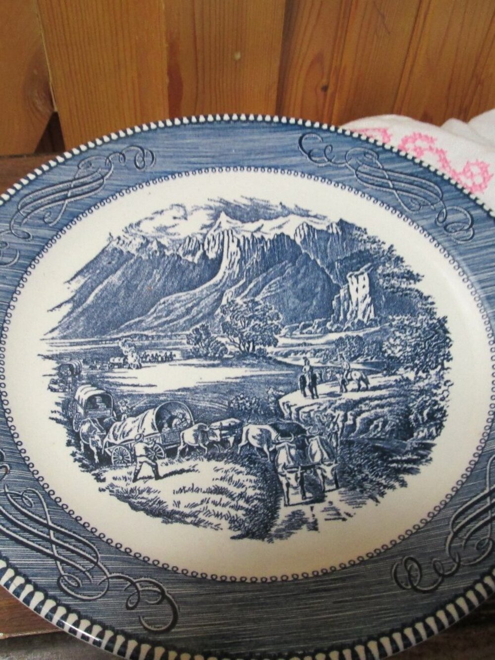 Rare Currier Ives Rocky Mountain 11.5 double handle meat platter